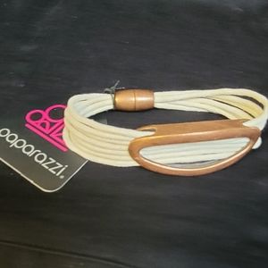 NWT Paparazzi - "Corded Couture" -White Cord Copper Magnetic Bracelet